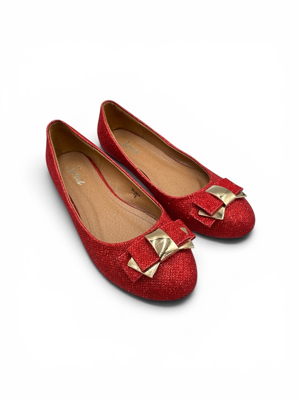 BNWOB Jeru Belinda Red Glitter Sparkle Flats Women’s Size 7.5 Wizard of Oz-Ins